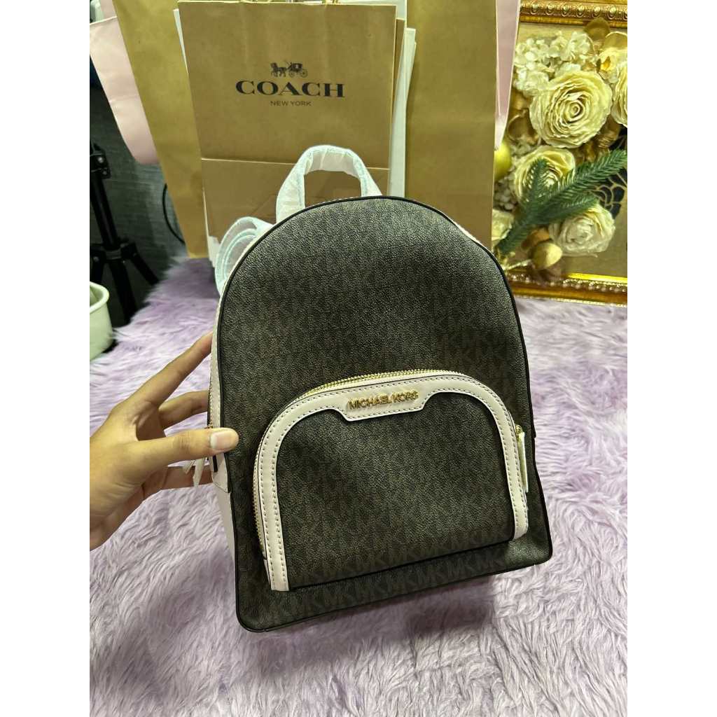 ORIG & IMPORTED MK Jaycee Medium Logo Backpack Bag in Brown/Pink