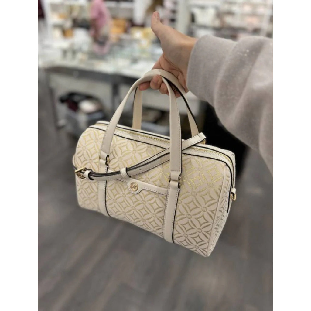 ORIG & IMPORTED MK Medium Duffle Satchel Bag Glitter Vanilla White