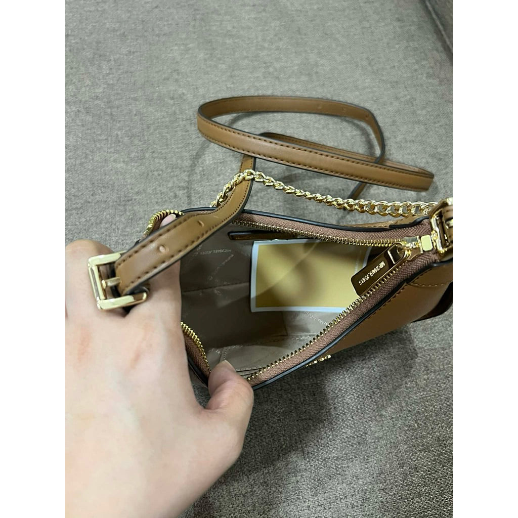 ORIG & IMPORTED MK Wilma Small Signature Logo Crossbody Bag in White Brown