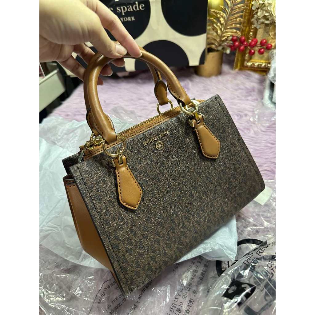 ORIG & IMPORTED MK Retail Marilyn Small Logo Crossbody Satchel Brown/Black Bag