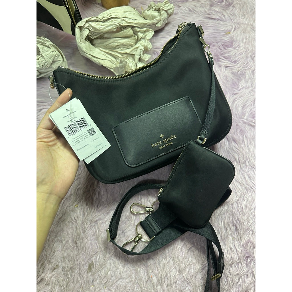 ORIG Preloved KS Chelsea Crossbody Nylon Black Bag with Pouch