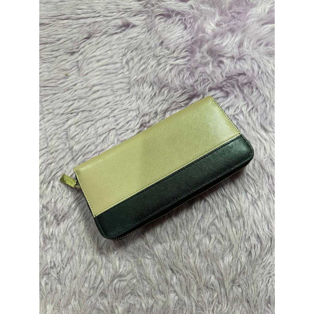 ORIG Preloved KS Staci Colorblock Large Continental Long Beige Wallet
