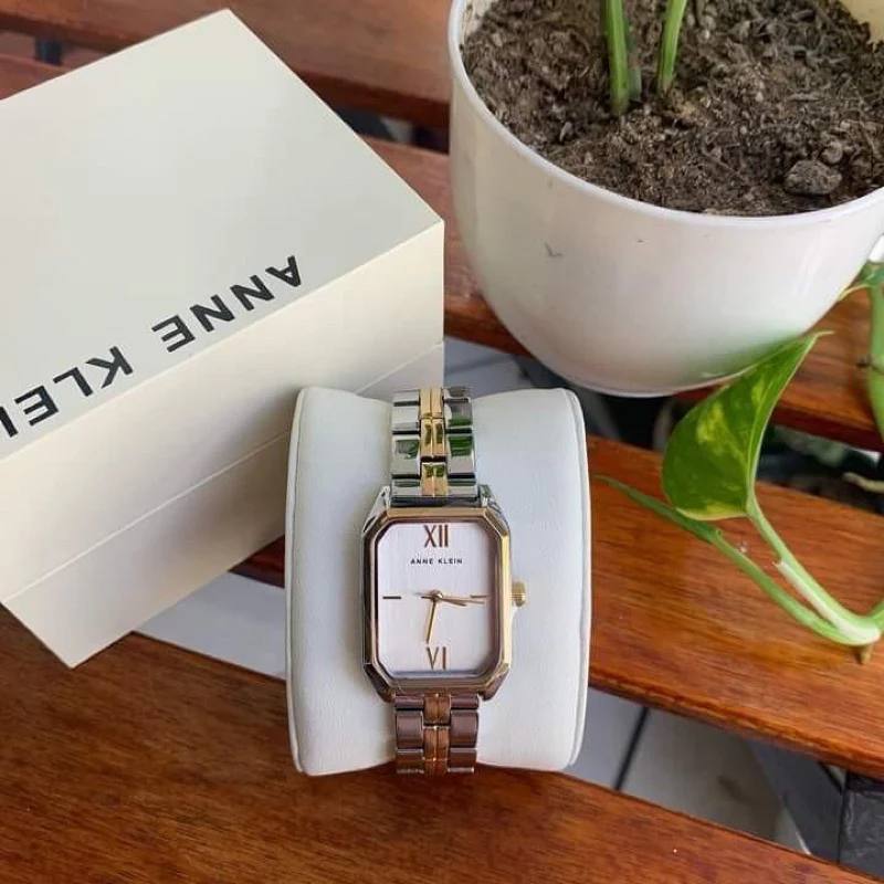 AUTHENTIC/ORIGINAL AK Two Tone Japanese Quartz Dress Watch with Metal Strap, Silver/Gold AK/3775SVTT