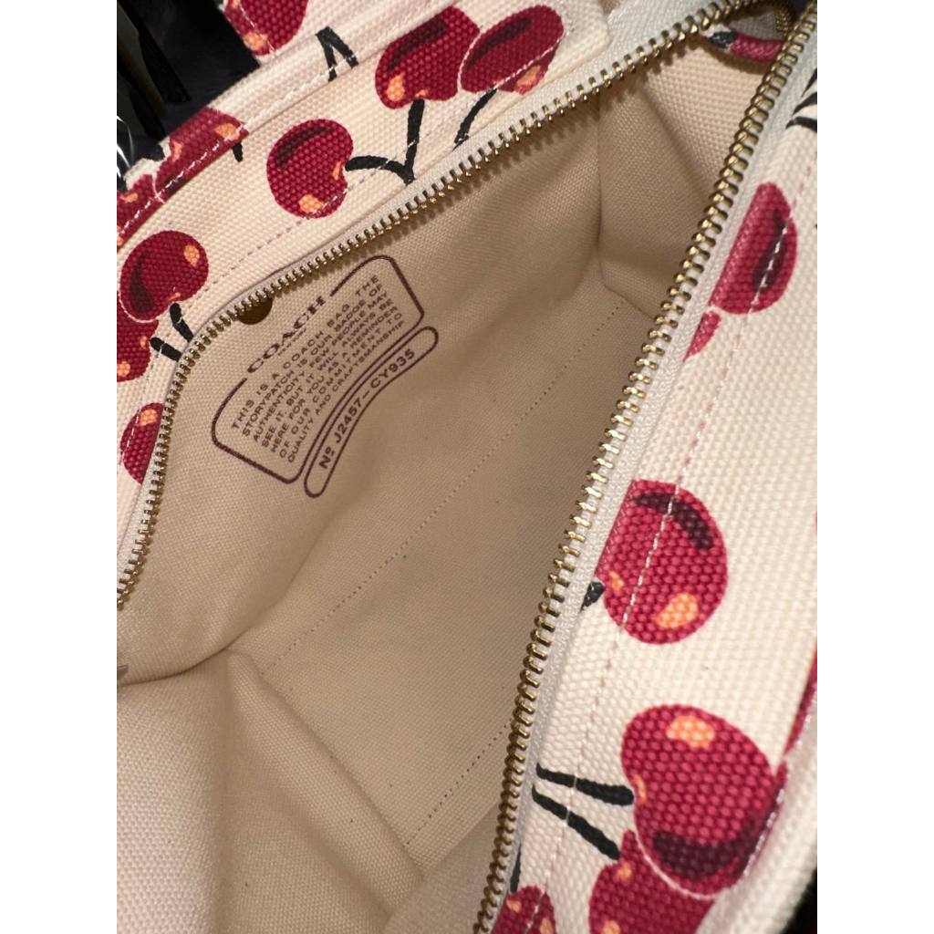 ORIG Preloved CCH RARE Cargo White Tote Bag 26 With Cherry Print