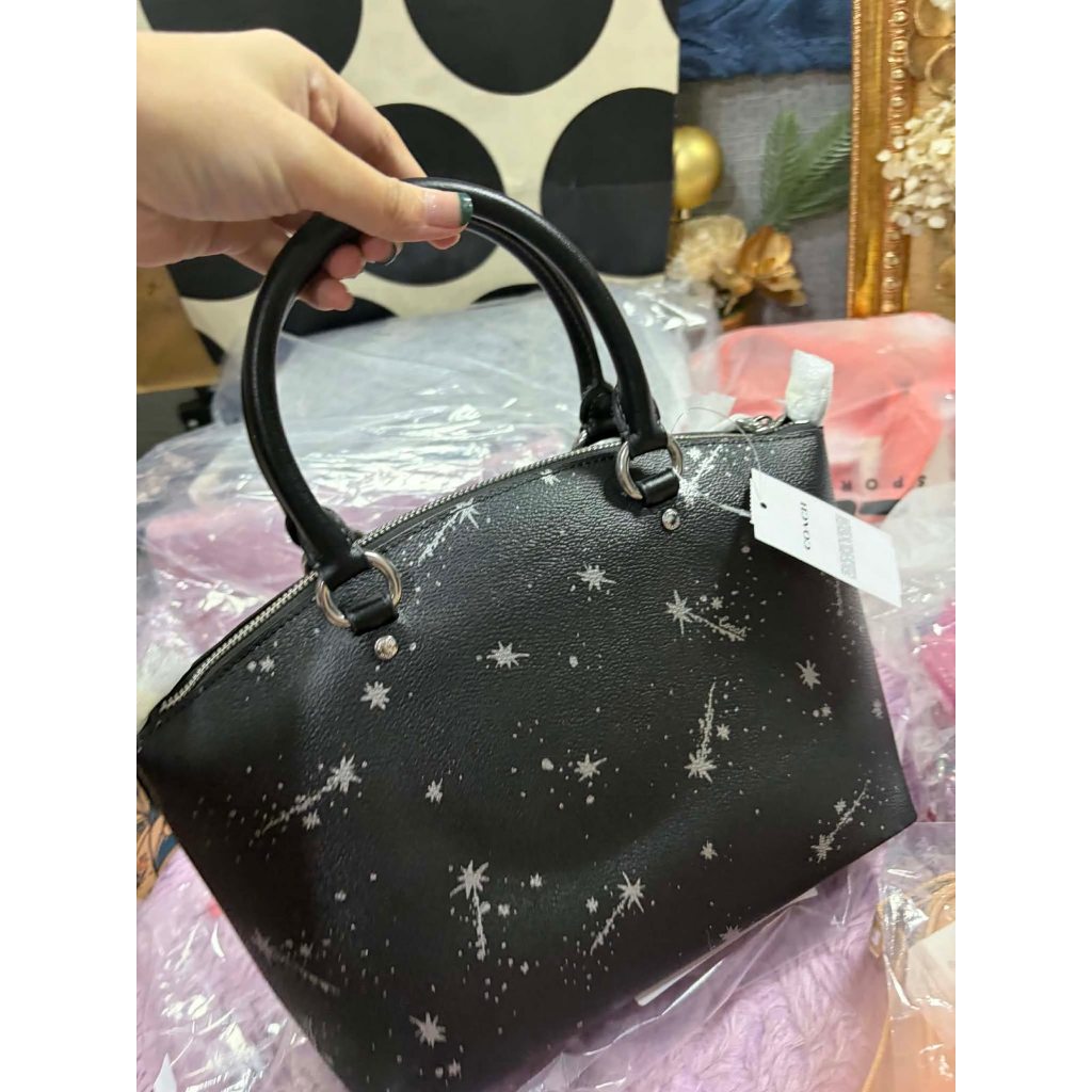 ORIG & IMPORTED CCH Sadie Satchel Black Bag With Star Print