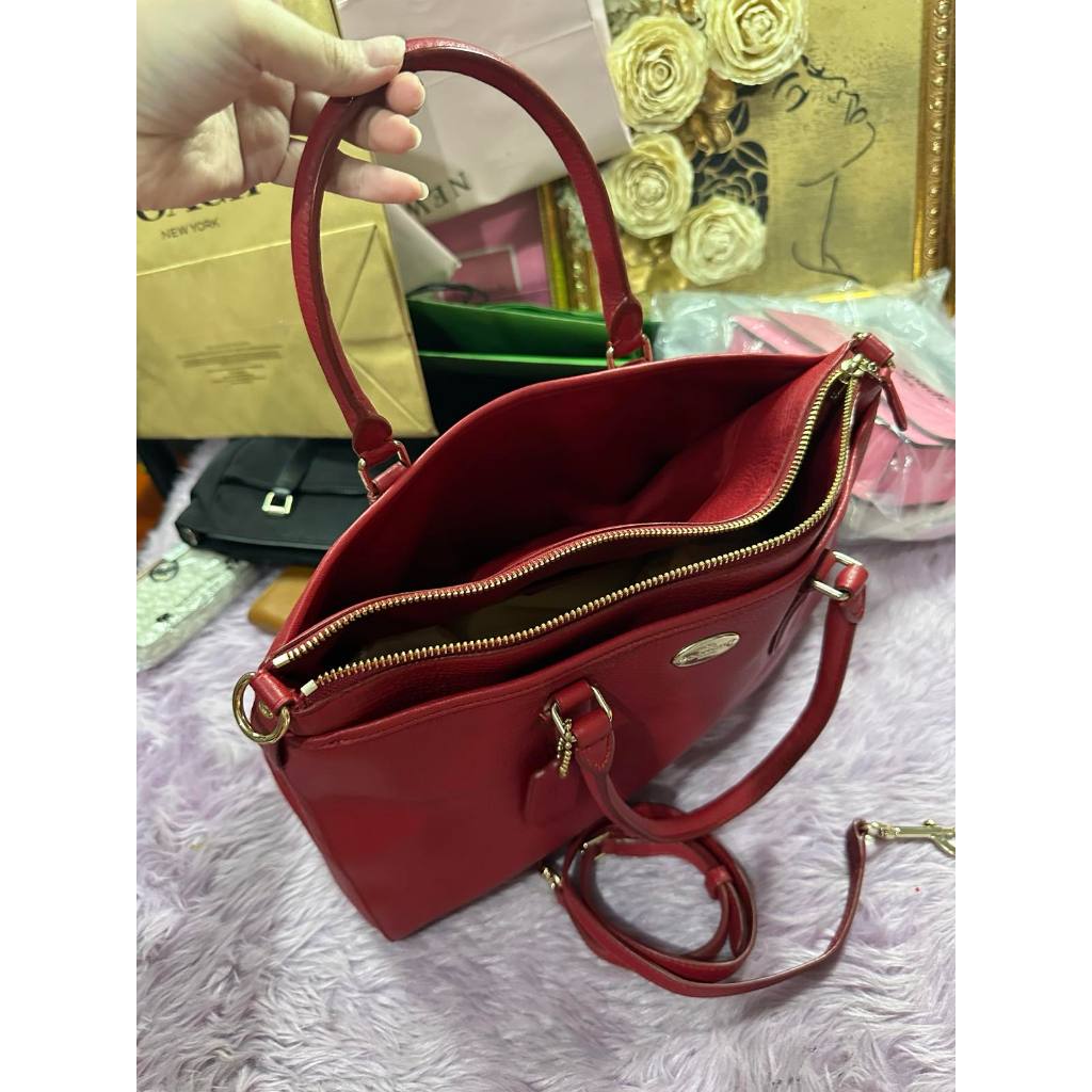 ORIG Preloved CCH Morgan Pebbled Leather Satchel Handbag Red Bag
