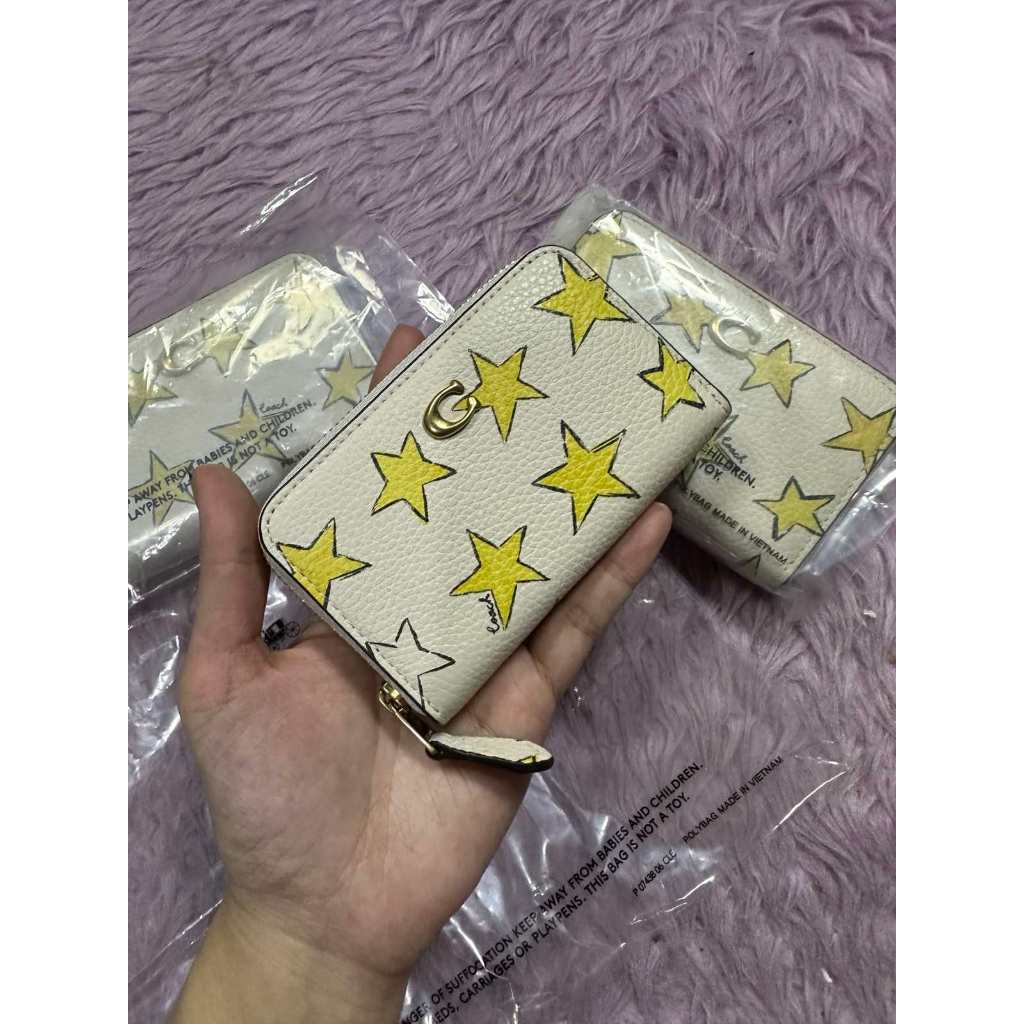 ORIG & IMPORTED CCH Essential Small Zip Around Card Case Star Print White Wallet