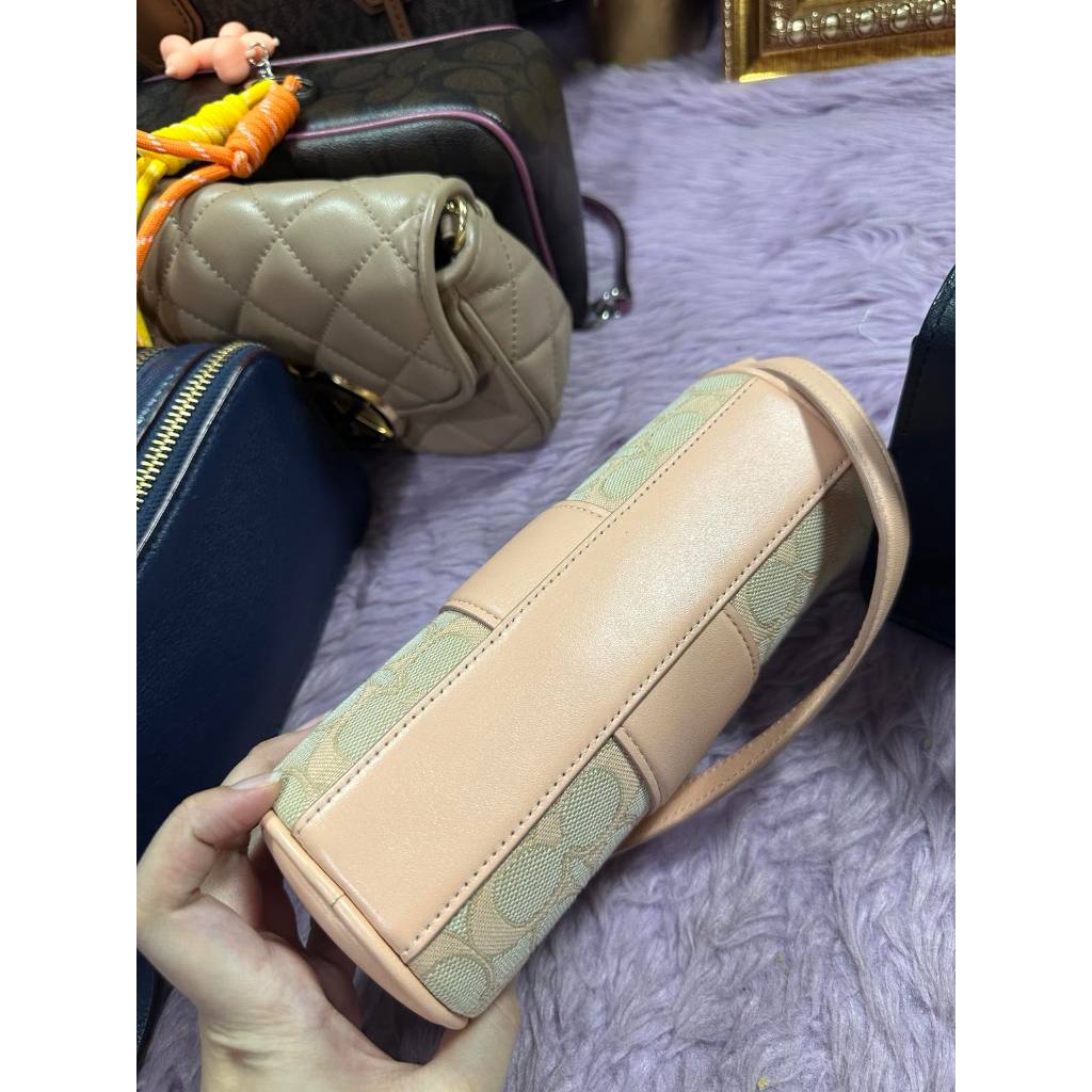 ORIG Preloved CCH Nolita Barrel Bag Small Orange Bag In Signature Jacquard