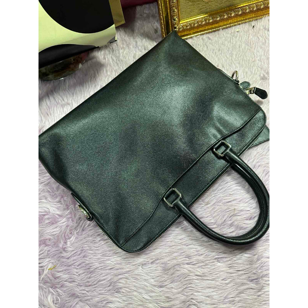 ORIG Preloved CCH Black Beckett Leather Brief Case Laptop Men Bag