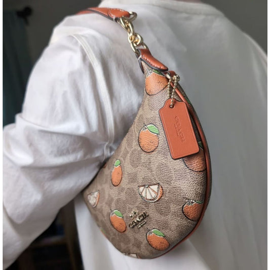ORIG & IMPORTED CCH Mini Payton Brown/Orange Bag With Orange Print