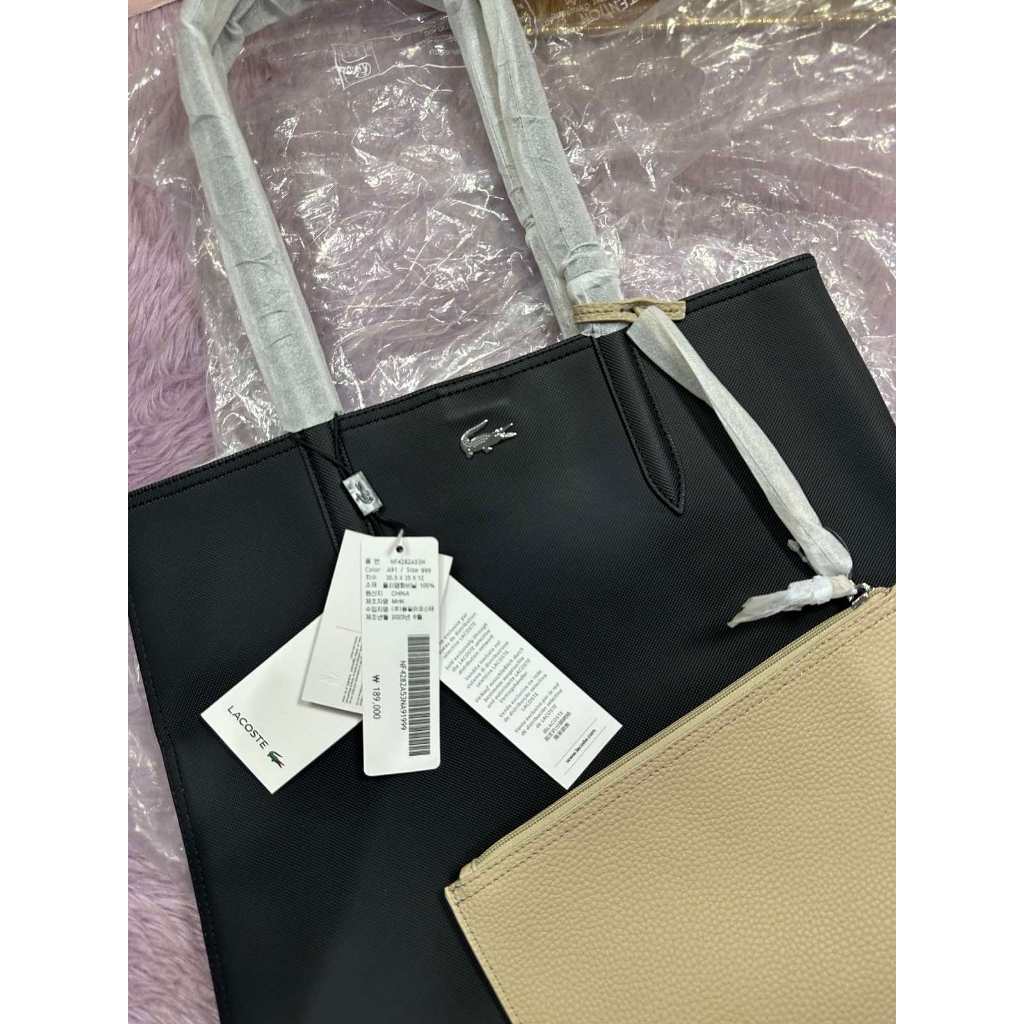 ORIG & IMPORTED LCT Anna Reversible Vertical Tote Black/Beige Bag with Removable Pouch