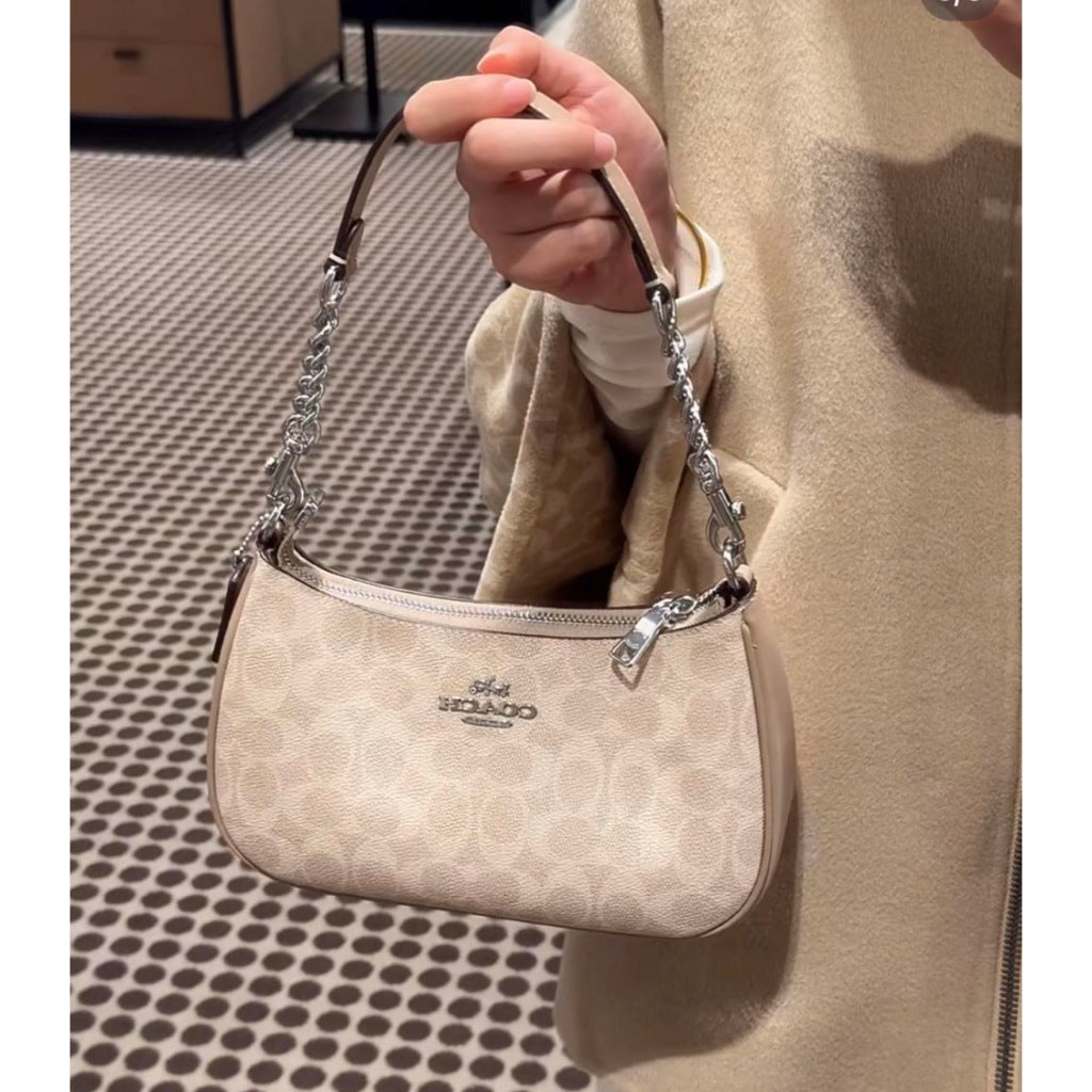 ORIG & IMPORTED Coach Teri Shoulder Sand/Taupe Bag In Signature Canvas