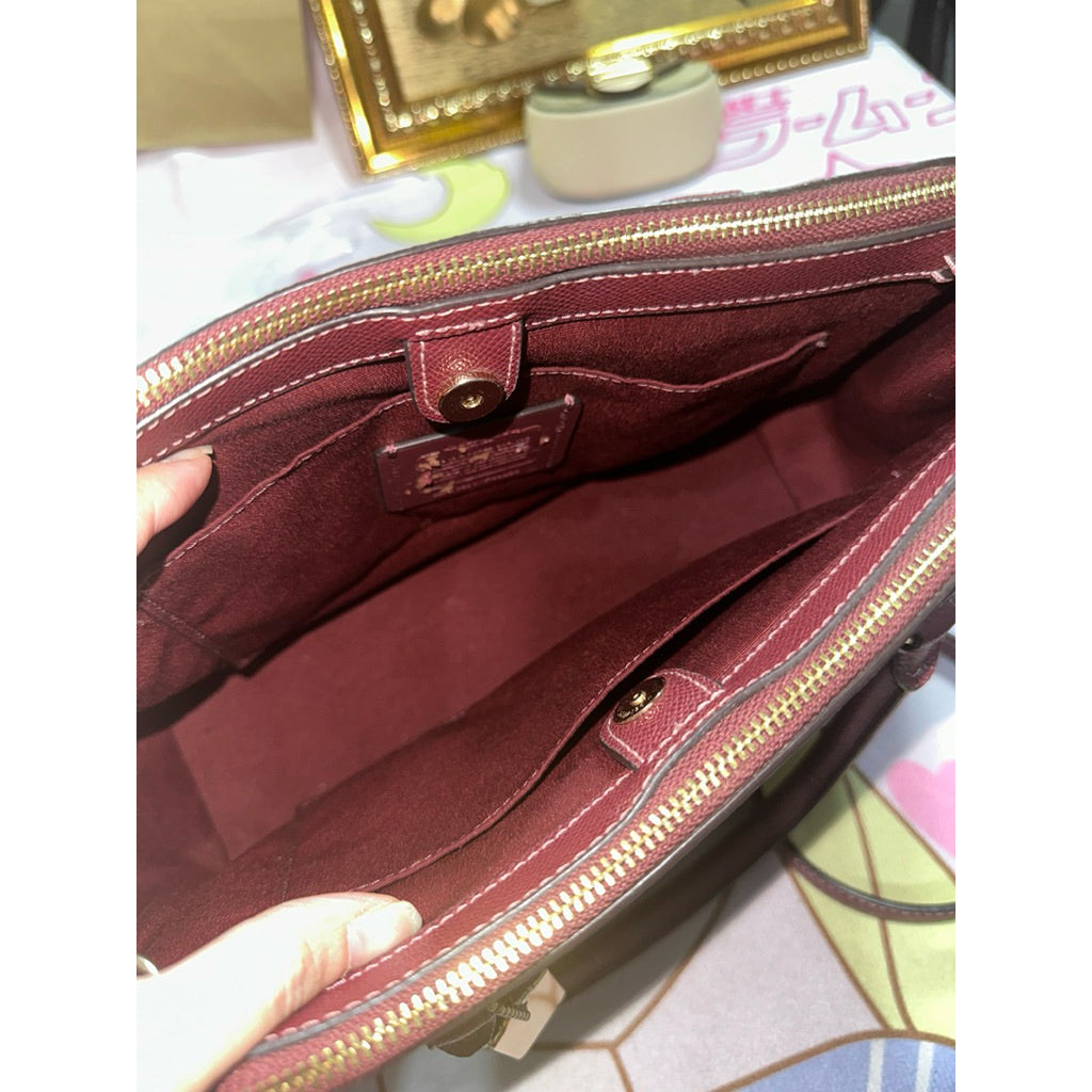 ORIG Preloved Coach Surrey Carryall Medium Satchel Wine Red Bag