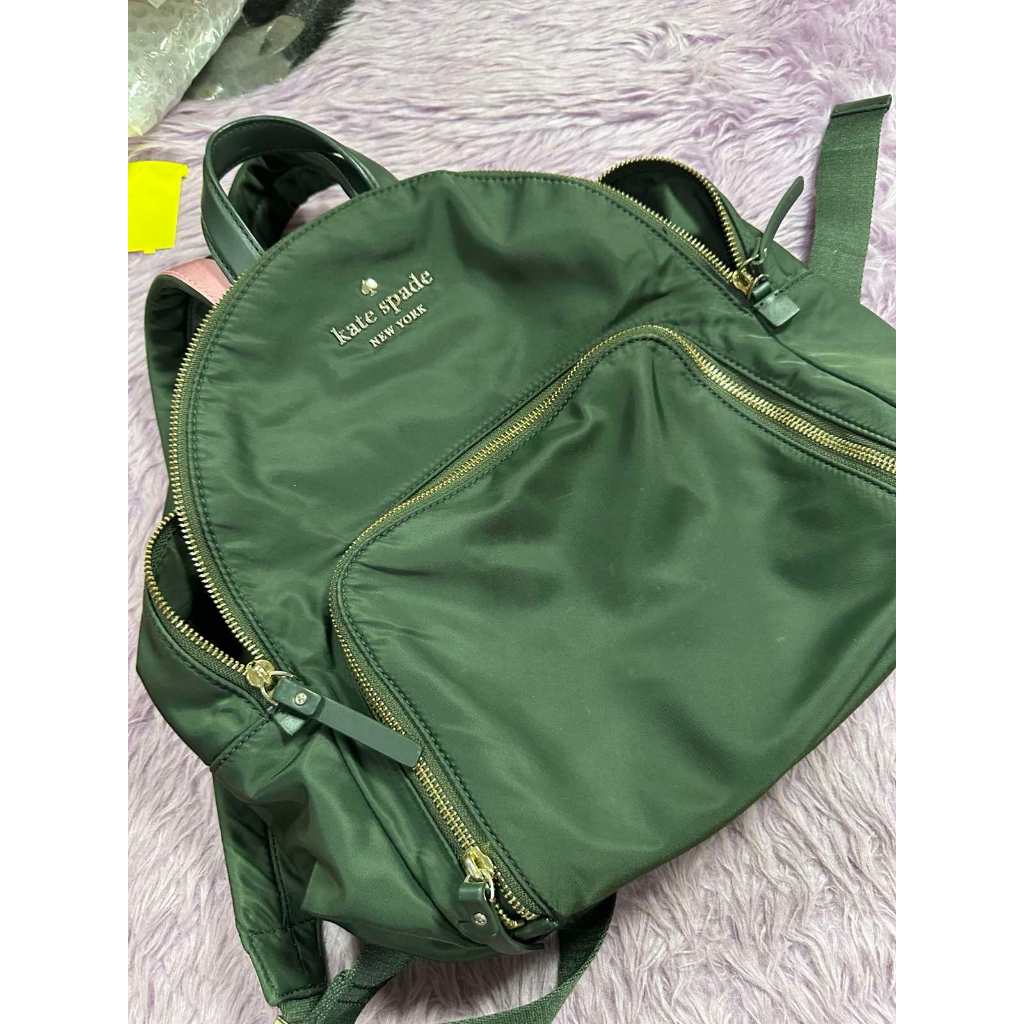 ORIG Preloved KS Green Medium Nylon Backpack Bag