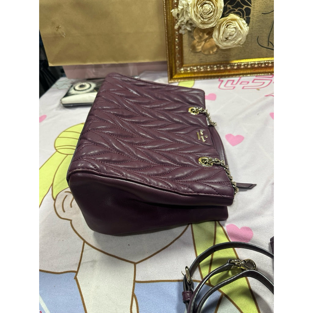 ORIG Preloved KS Meena Briar Lane Quilted Tote Red Maroon Bag