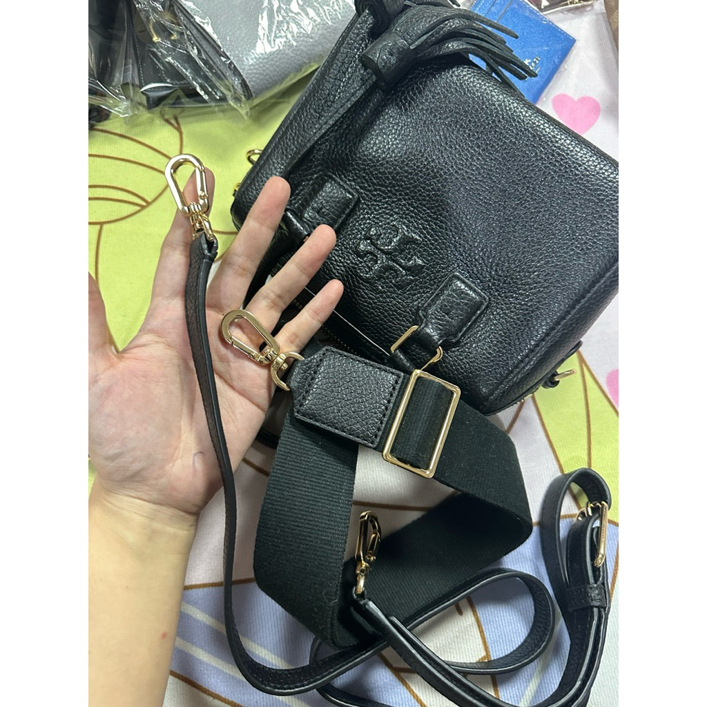 ORIG Preloved TB Thea Mini Web Satchel Black Bag