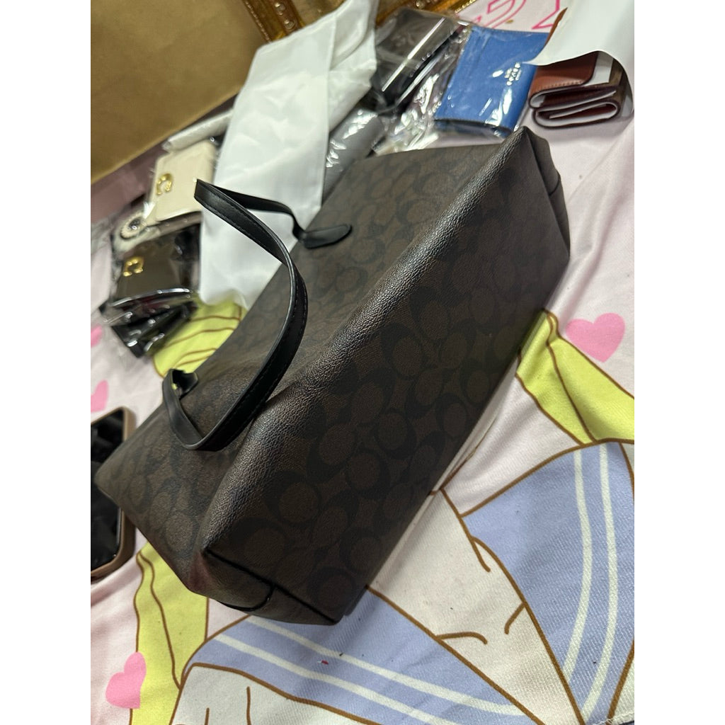 ORIG Preloved CCH Zip Top Tote Brown Bag In Signature Canvas