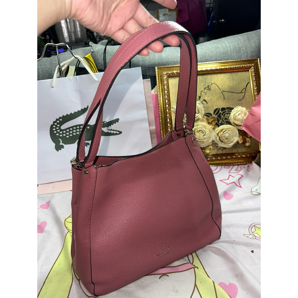 ORIG Preloved KS Leila Medium Triple Compartment Shoulder Bag Tote in Pink Pomegranate