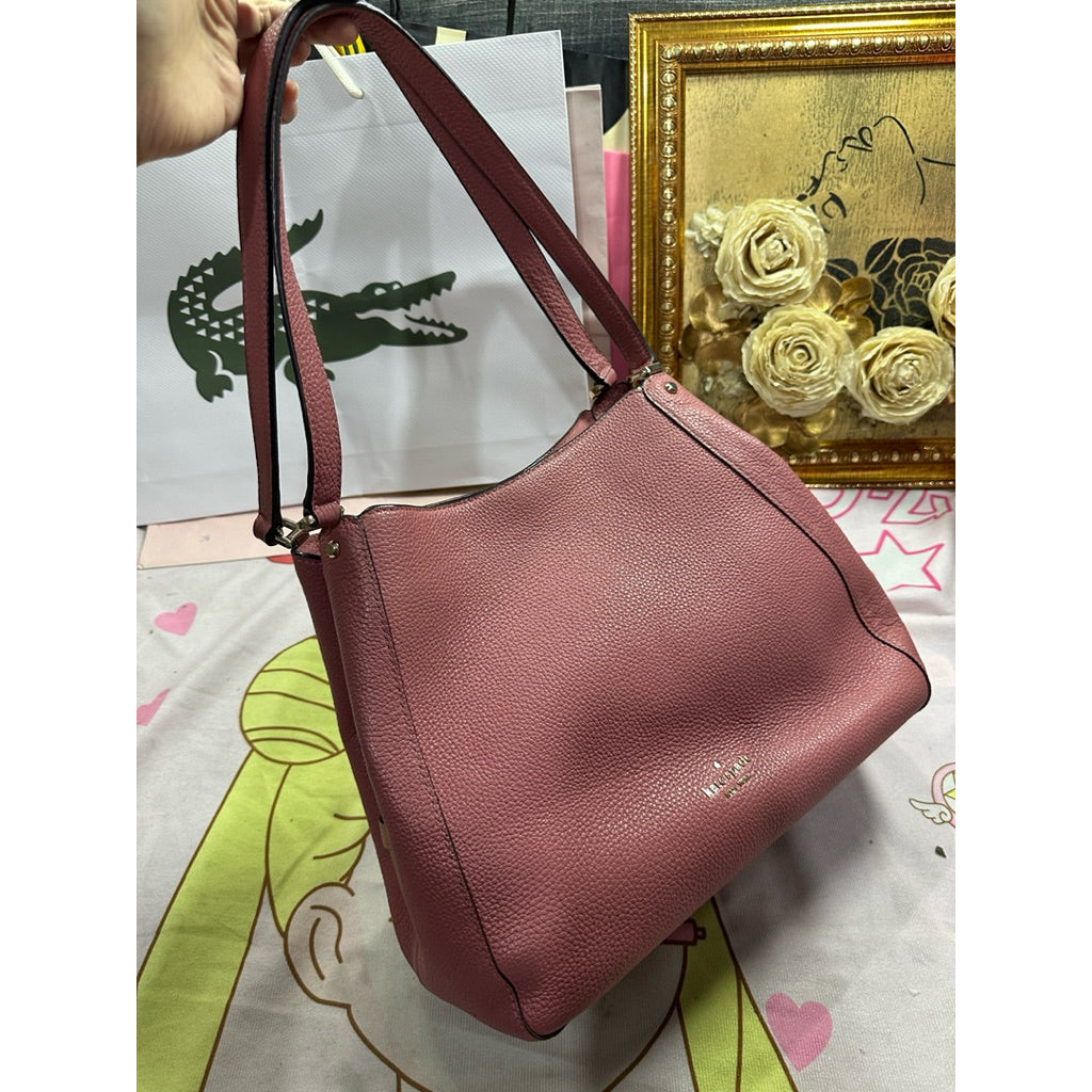 ORIG Preloved KS Leila Medium Triple Compartment Shoulder Bag Tote in Pink Pomegranate