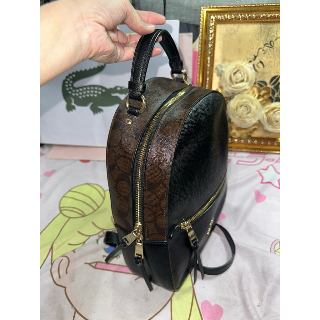 ORIG Preloved RARE CCH Jordyn Backpack Black/Brown Bag In Signature Canvas