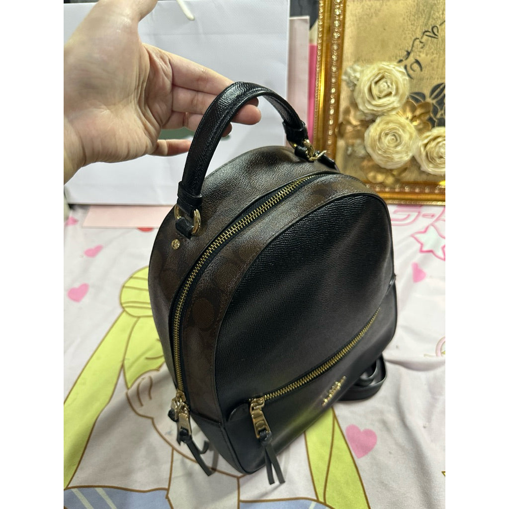 ORIG Preloved RARE CCH Jordyn Backpack Black/Brown Bag In Signature Canvas