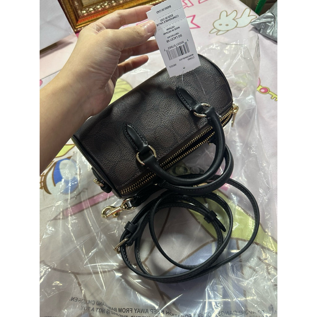 ORIG & IMPORTED CCH Lacey Crossbody Light Khaki/Brown Black Small Mini Bag In Signature Canvas