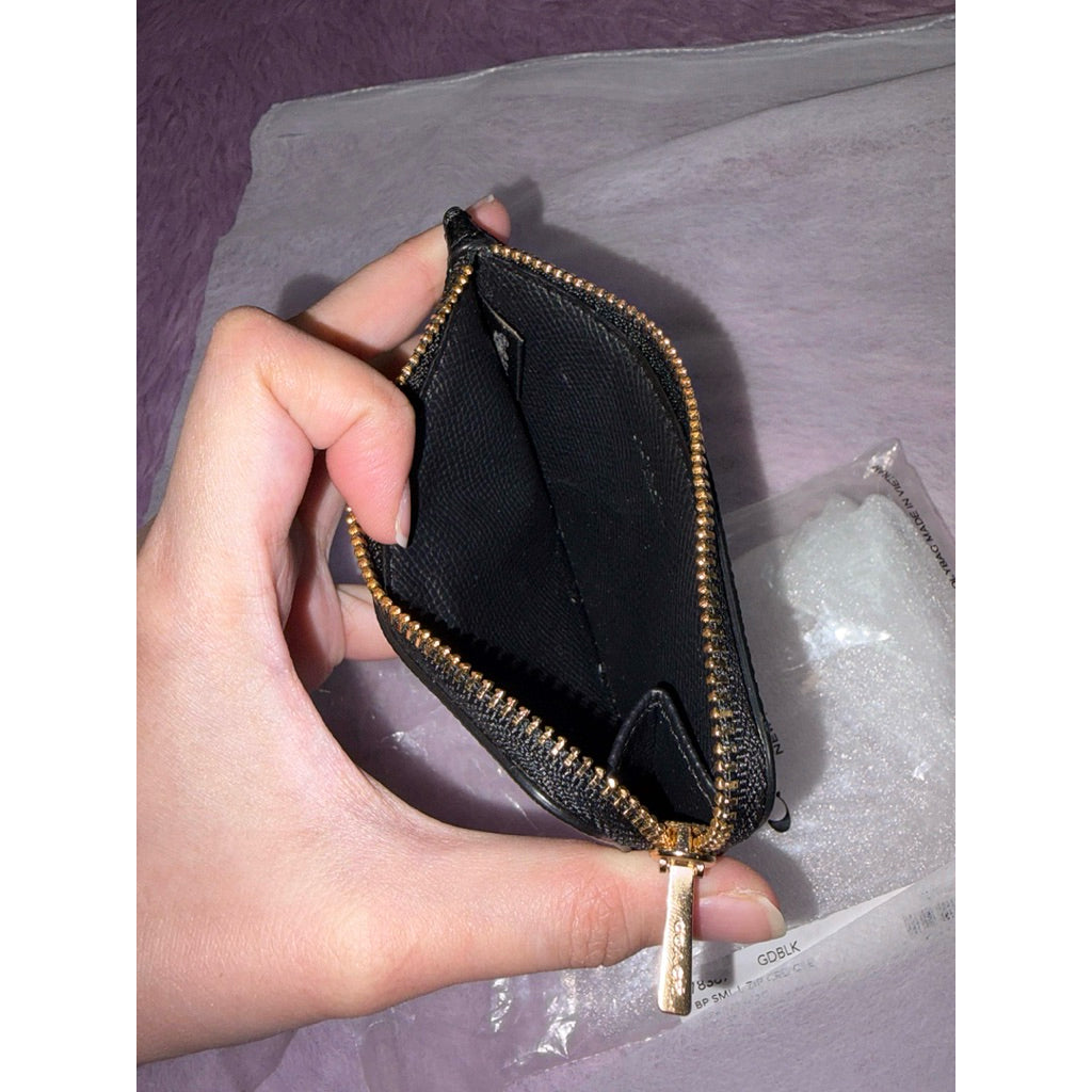 ORIG & IMPORTED CCH 78387 Small L-Zip Card Case Black Wallet