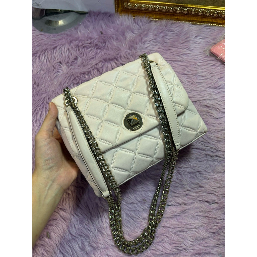 ORIG Preloved KS Natalia Small Flap Crossbody Bag in a quilted light pink