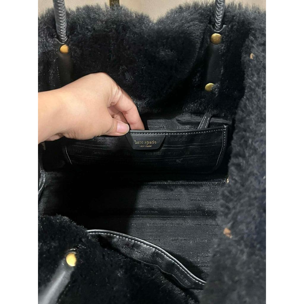 ORIG Preloved KS Everything Faux Fur Medium Black Tote Bag