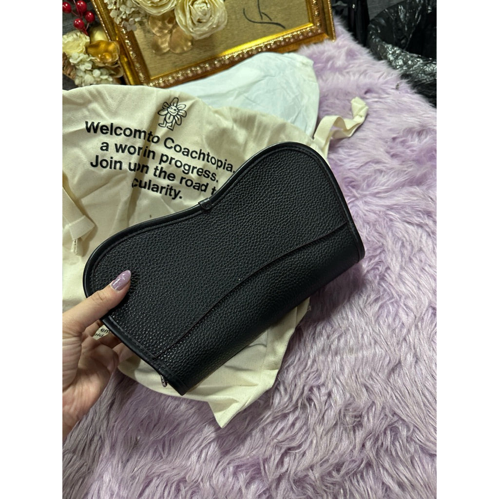 ORIG & IMPORTED Retail CCH Wavy Dinky Black Shoulder Bag In Coachtopia Leather