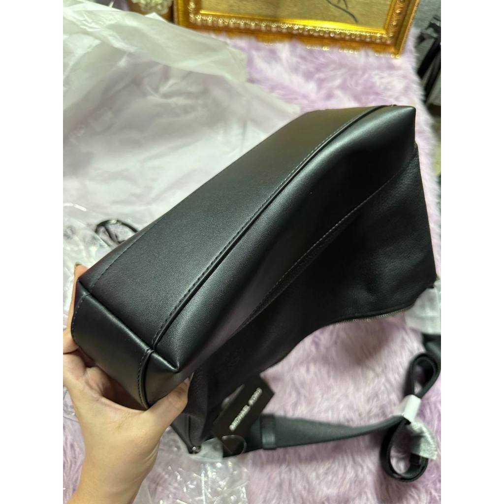 ORIG & IMPORTED MK Cooper Pebbled Leather Crescent Black Men Bag