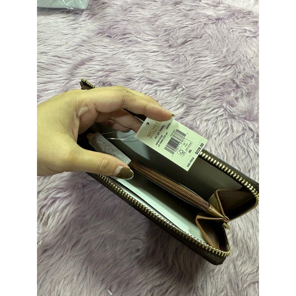 ORIG & IMPORTED MK Long Quarter-Zip Wallet Brown/Vanilla White/Pink