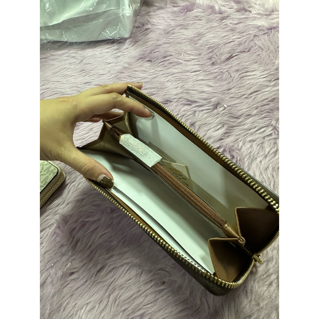 ORIG & IMPORTED MK Long Quarter-Zip Wallet Brown/Vanilla White/Pink