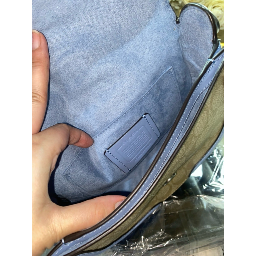 ORIG & IMPORTED CCH Georgie Saddle Bag In Signature Canvas Silver/Light Khaki/Marble Blue