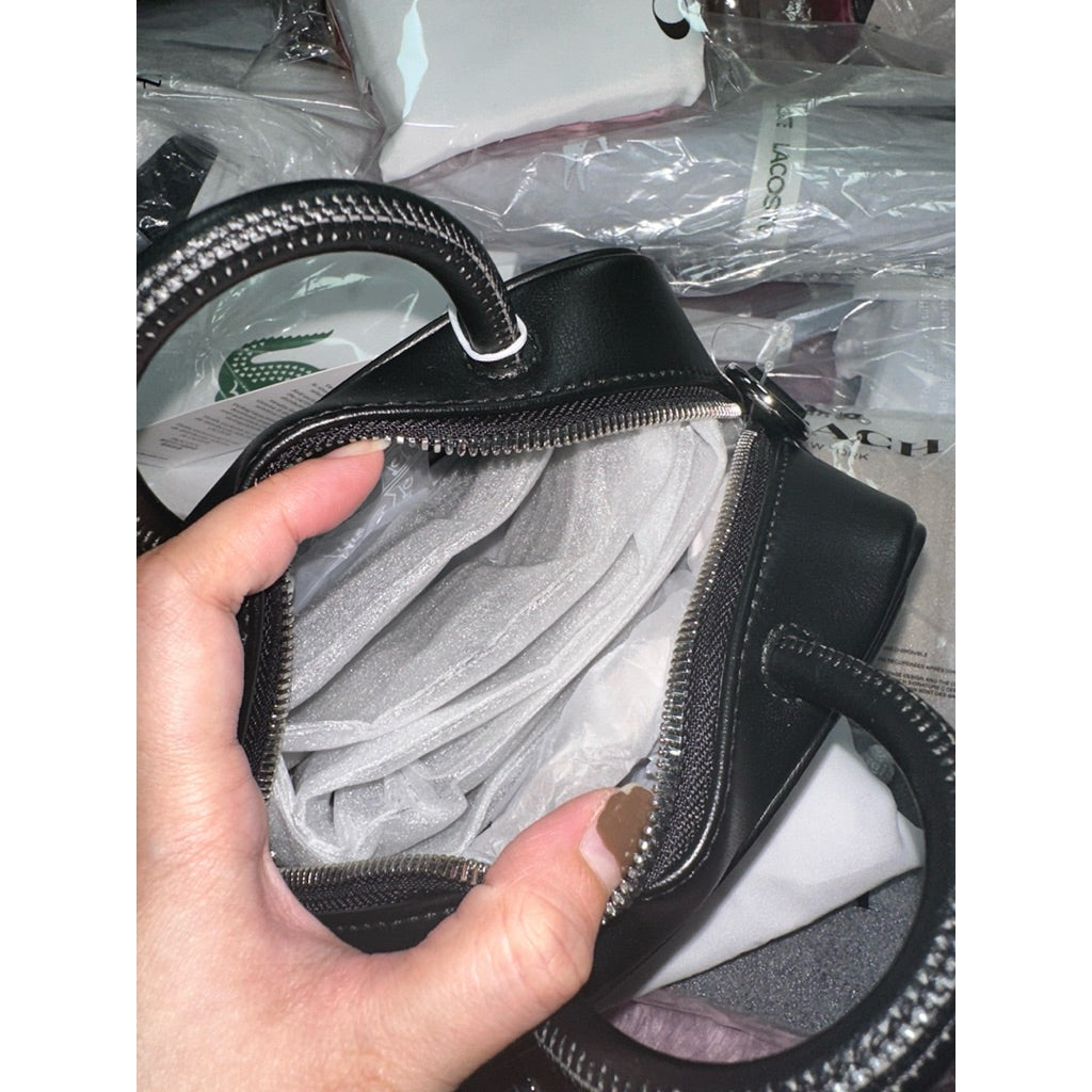 ORIG & IMPORTED Lacoste Mini Lora Leather Purse Black Bag