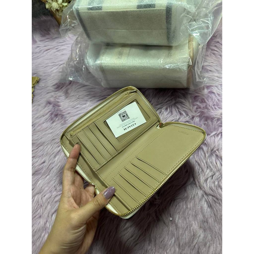 ORIG & IMPORTED CCH Medium Id Zip Wallet In Signature Canvas Varsity Stripe Brown/White/Pink