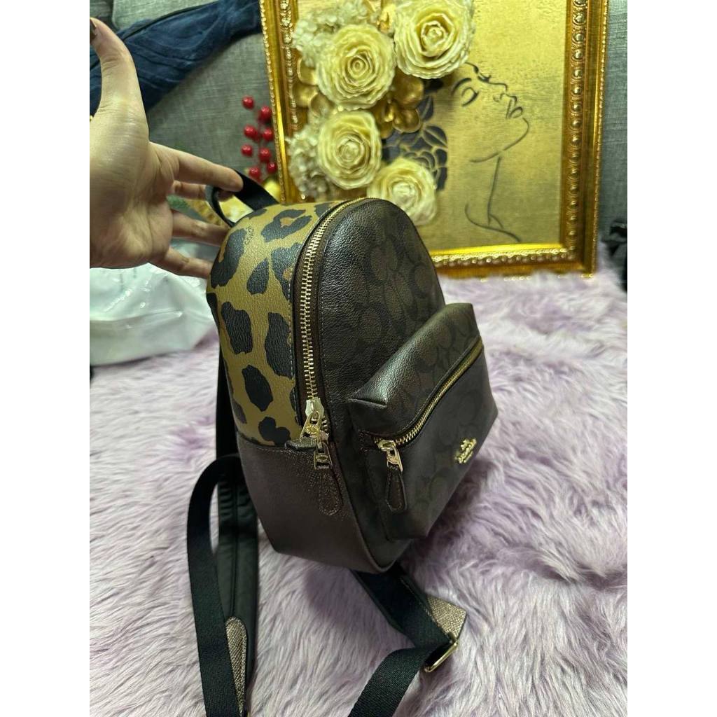ORIG Preloved CCH Mini Charlie Backpack With Leopard Print Brown Small Bag