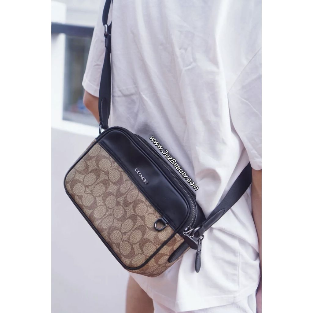 ORIG Preloved CCH Graham Crossbody In Signature Canvas Khaki Black Men Bag