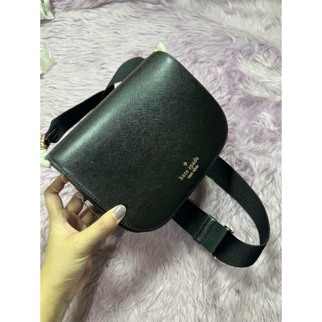 ORIG & IMPORTED KS Madison Saffiano Leather Saddle Black Bag