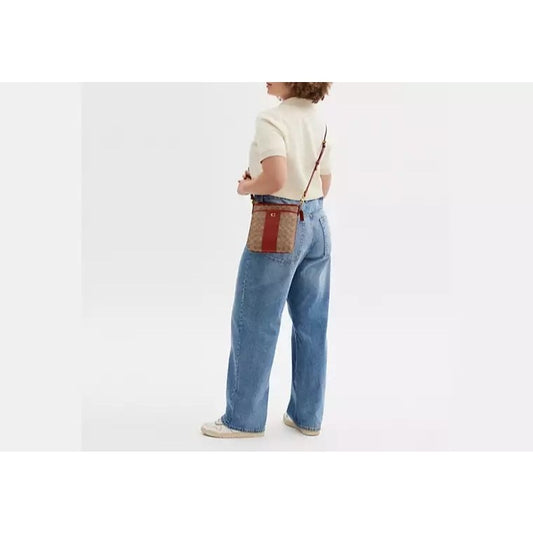 ORIG & IMPORTED CCH Kitt Messenger Crossbody File Slim Brown Bag In Colorblock Signature Canvas
