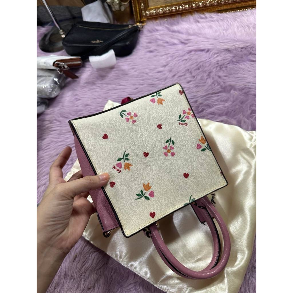 ORIG Preloved CCH Mini Pepper Crossbody With Heart Petal Print Small White Bag