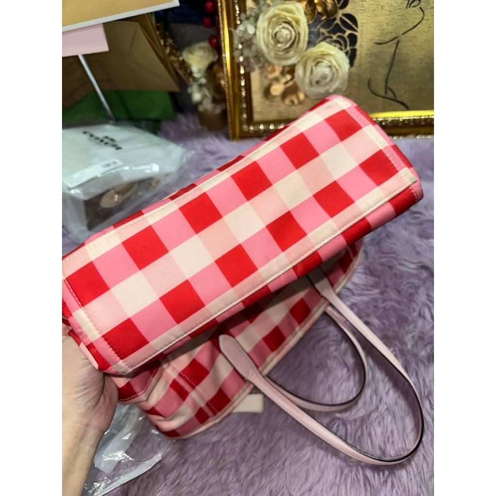 ORIG Preloved KS Chelsea Gingham Medium Satchel Nylon Pink Bag