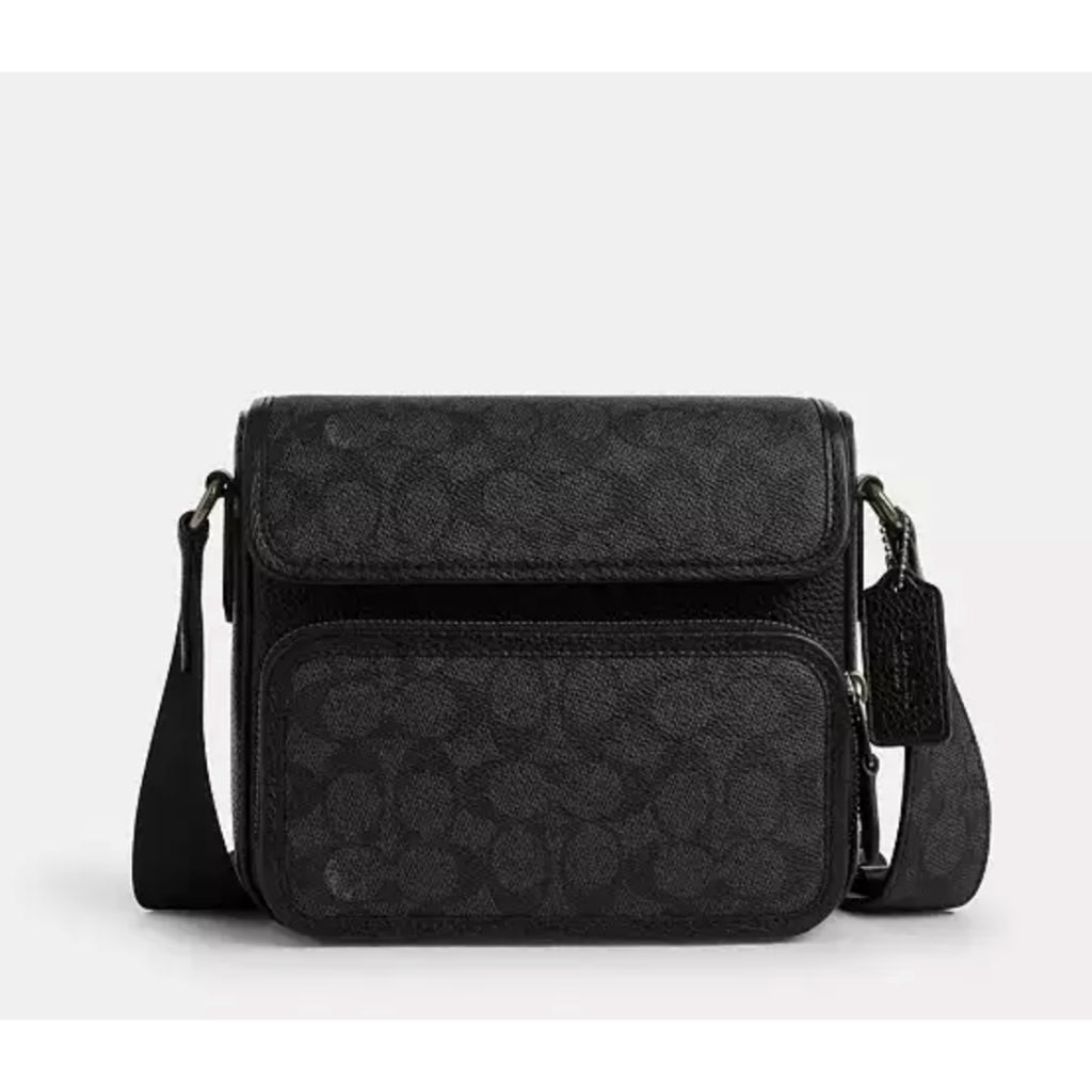 ORIG & IMPORTED CCH Sullivan Flap Crossbody Men's Bag In Signature Canvas in Charcoal Black
