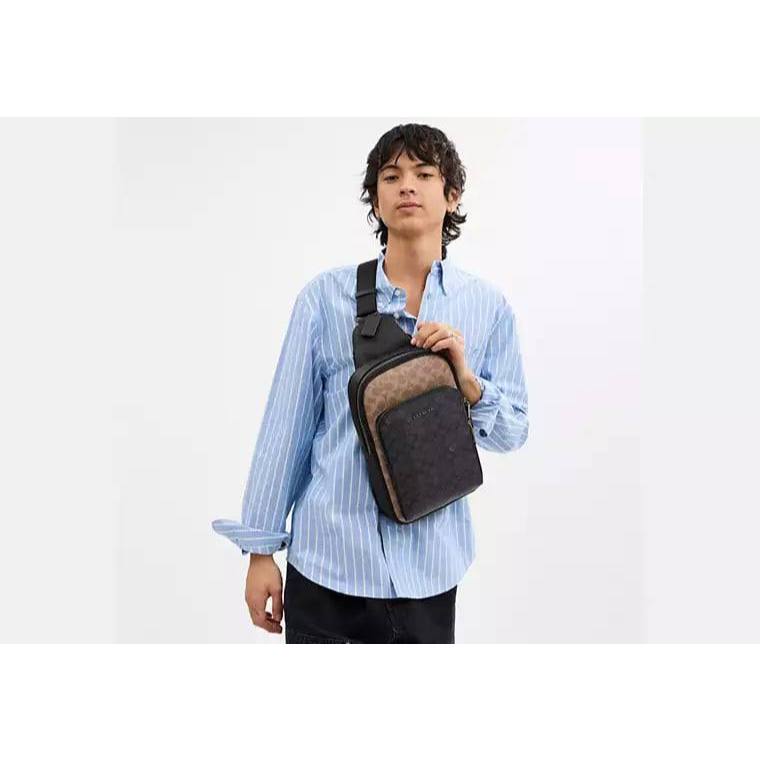 ORIG & IMPORTED CCH Ethan Pack Body Brown Bag Men In Blocked Signature Canvas