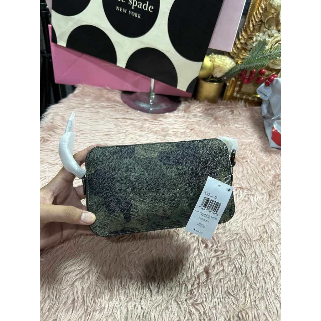 ORIG & IMPORTED CCH Charter Slim Crossbody Men Green Bag In Signature Camo Print with pouch