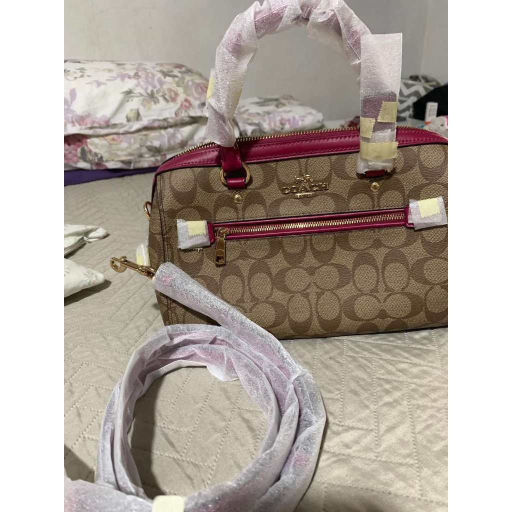 ORIG & IMPORTED CCH Rowan Top Zip Satchel Bag in Signature Canvas (Khaki / Pink)