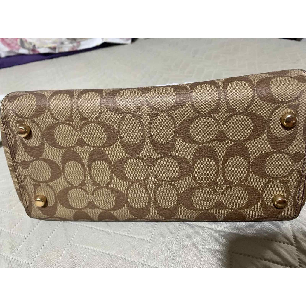 ORIG & IMPORTED CCH Rowan Top Zip Satchel Bag in Signature Canvas (Khaki / Pink)