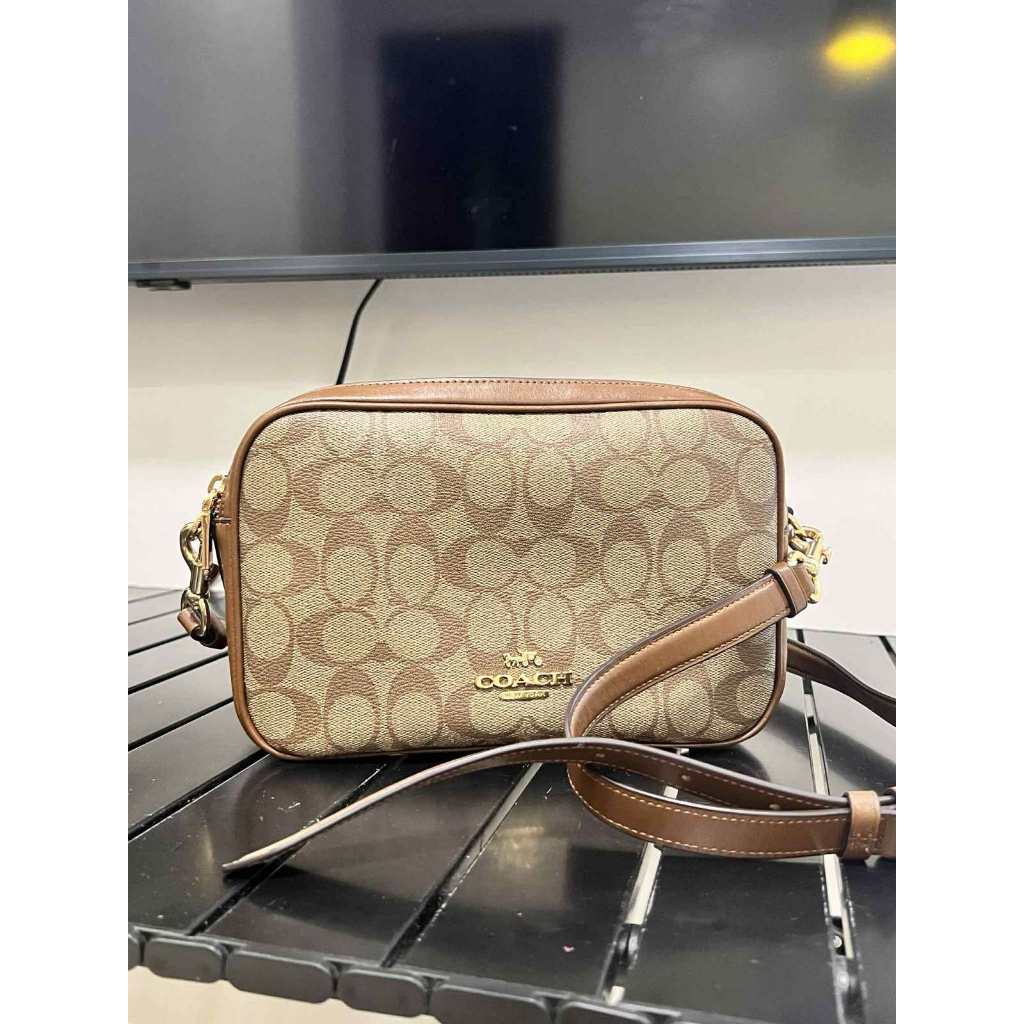 ORIG Preloved CCH RARE Jes Crossbody Camera Double Zip Khaki Brown Bag