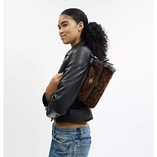ORIG & IMPORTED CCH Etta Small Flap Shoulder Brown Bag In Signature Chenille