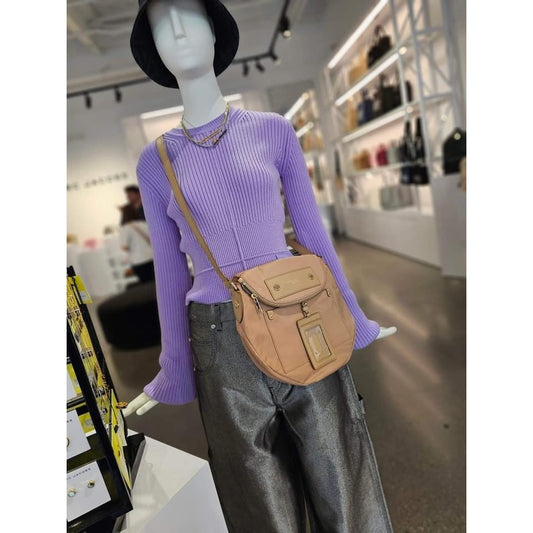 AUTHENTIC/ORIGINAL MJ Preppy Natasha Nylon Crossbody Bag Black Brown